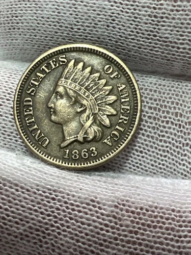 1863 Copper Nickel INDIAN HEAD CENT Penny.  Nice High Grade XF Old US Coin!