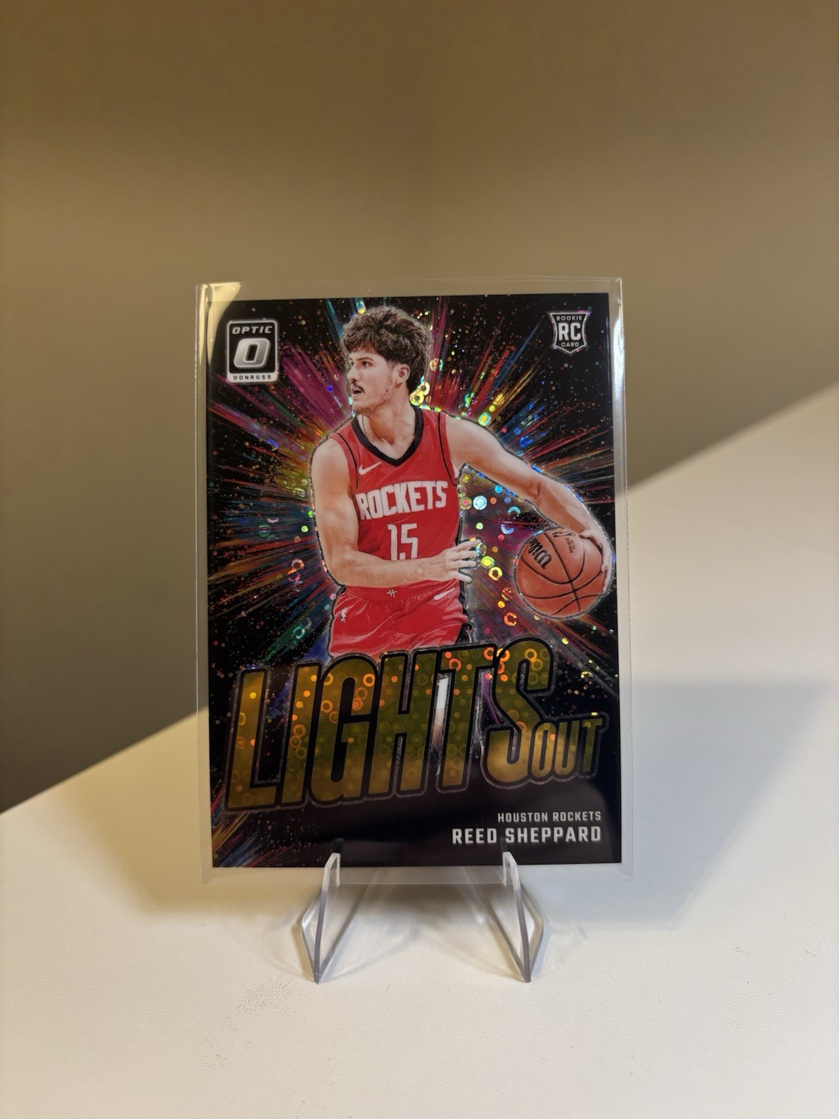 2024-2025 Optic Reed Sheppard Lights Out GOLD /10 Houston Rockets