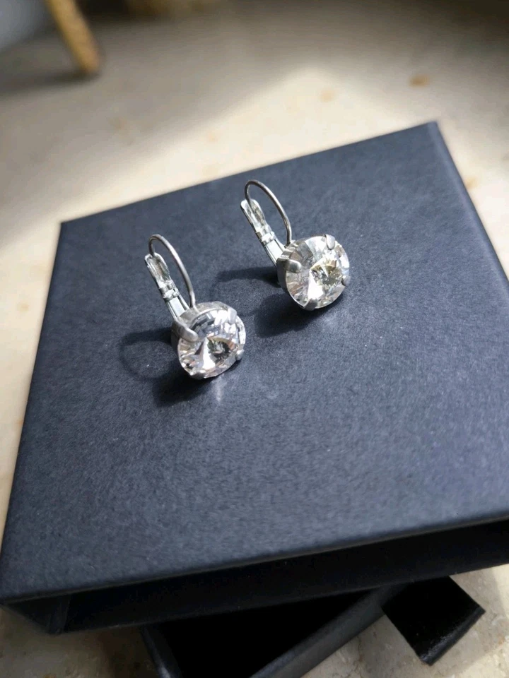 Ohrringe mit Swarovski Rivoli Crystal Argent Flare 10 mm