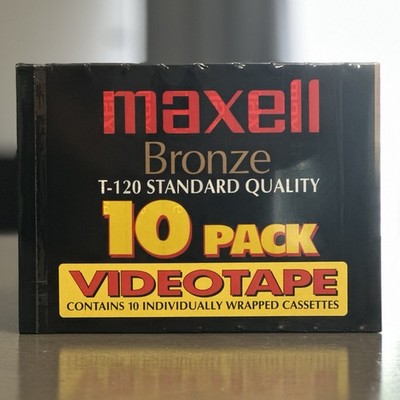 Maxell T-120 Bronze Blank Video VHS Tapes 6 Hours 10 Pack - New Sealed