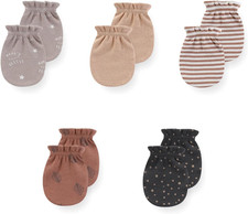 5 Pack Unisex New Born Boy Girls anti Scratch Mittens Cotton Soft Baby Gloves 0-