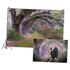 10x8ft Garden Park Scenery Backdrop for Photography Old Tree Lined Path Purple