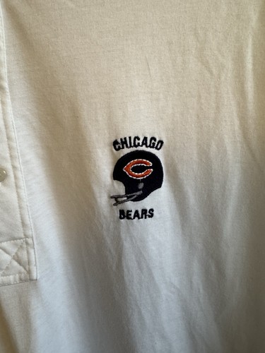 Vintage 80s Chicago Bears NFL White Polo Shirt Embroidered Logo 7 USA - Picture 2 of 6