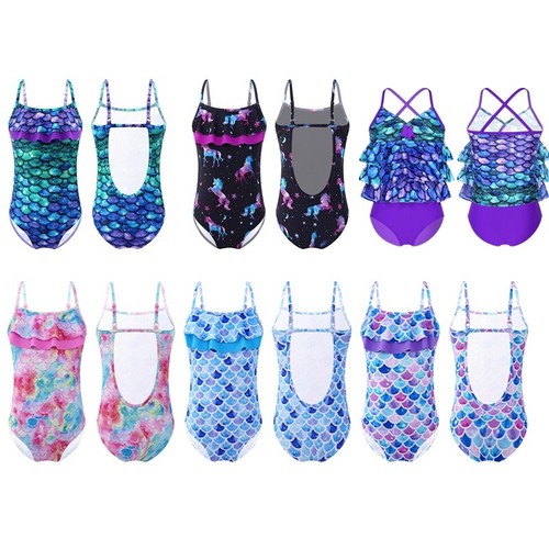 Kids Girls Wetsuit Catsuit Swimwear Jumpsuit Swimsuit Dancewear Bodysuits Pool - Picture 2 of 64