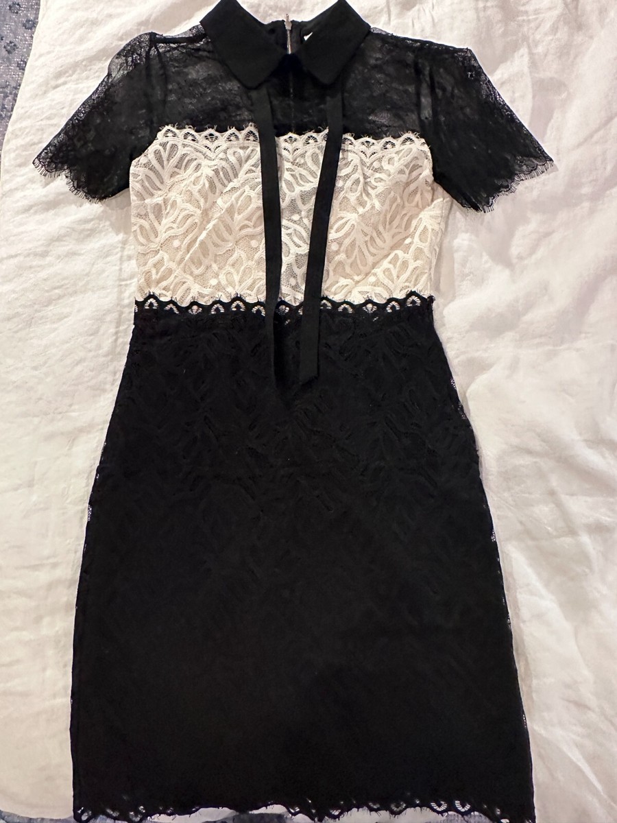 Sandro Paris Rozen Two-Tone Lace Mini Dress Black/White Size 1 | $415_EUC |  eBay