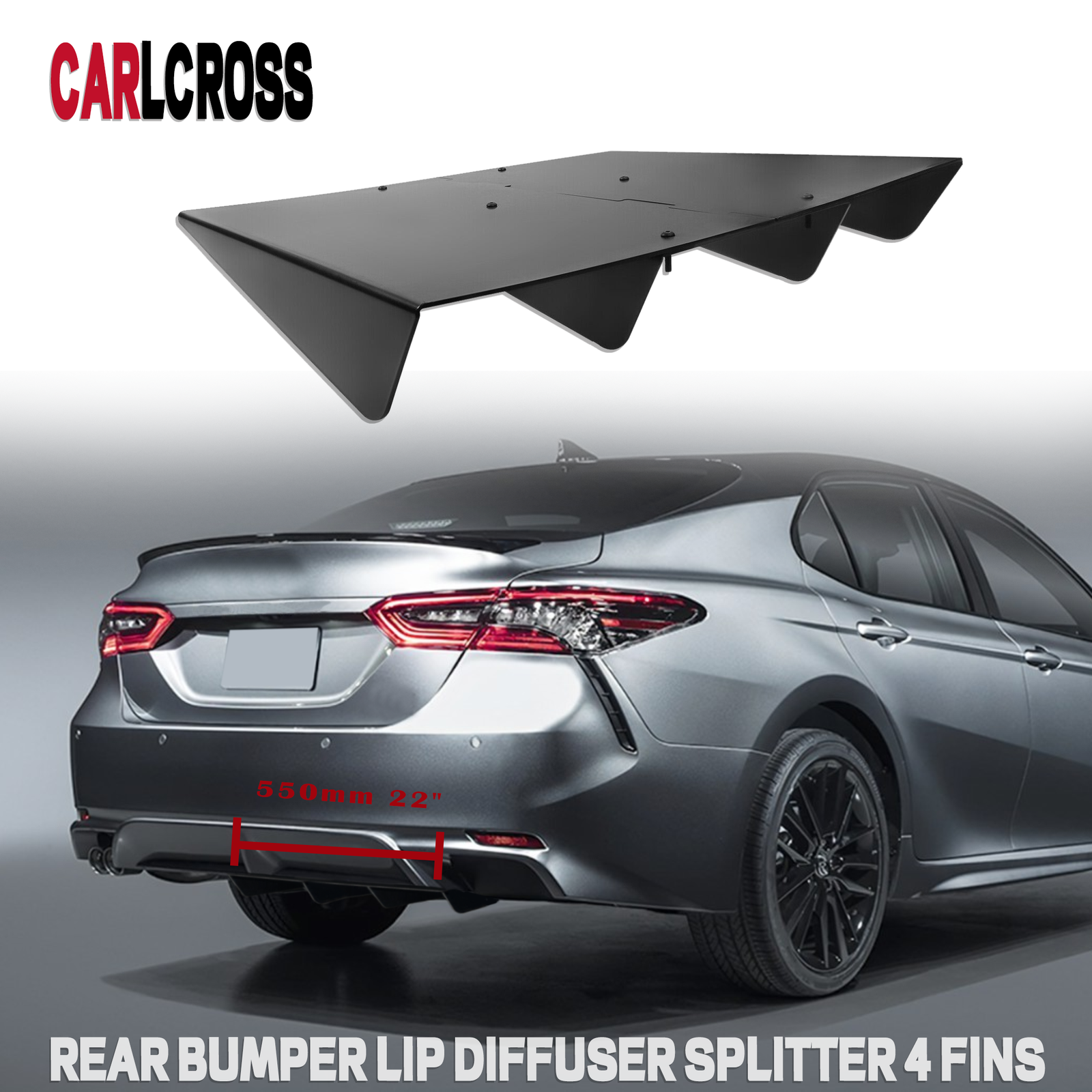 22x20 Black Universal Rear Bumper Diffuser with 4 Fins for Toyota Scion