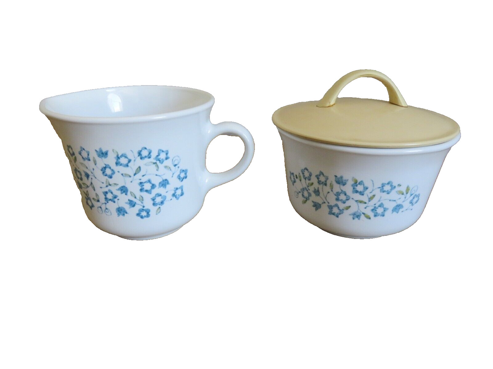 Vintage Corelle Blue Heather Creamer Sugar With Lid Set Blue