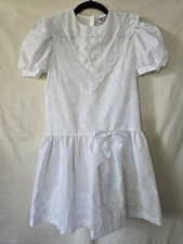 Vintage Sweetheart Rose Girls White Dress Size 10 Made In USA