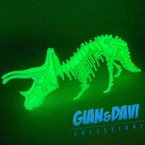 DeAgostini Dinosauri Triceratopo Fosforescente Montat Super Rara Vintage anni 90 - Picture 1 of 3