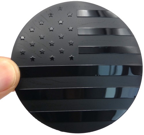1x Patriotic American Flag Decal Sticker Emblem Aluminum Dome 65mm 2.55" Black - Foto 8 di 21