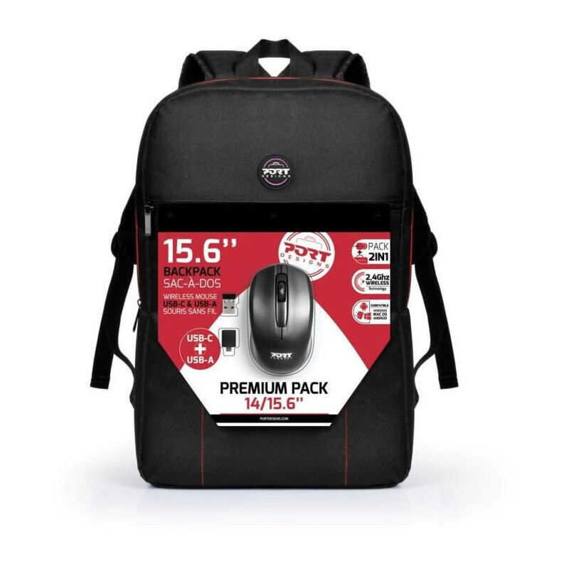 Sac à dos PC 15.6 antichoc et souris optique haute précision Pack Premium