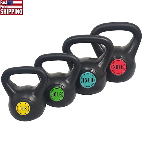 Wide Grip Kettlebell Exercise Fitness Weight Set 5lb 10lb 15lb 20lb Kettlebells