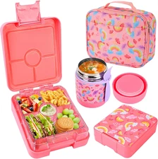 Bento Lunch Box Set with 10Oz Soup Thermo, Leak-Proof Lunch Containers with 4 Co