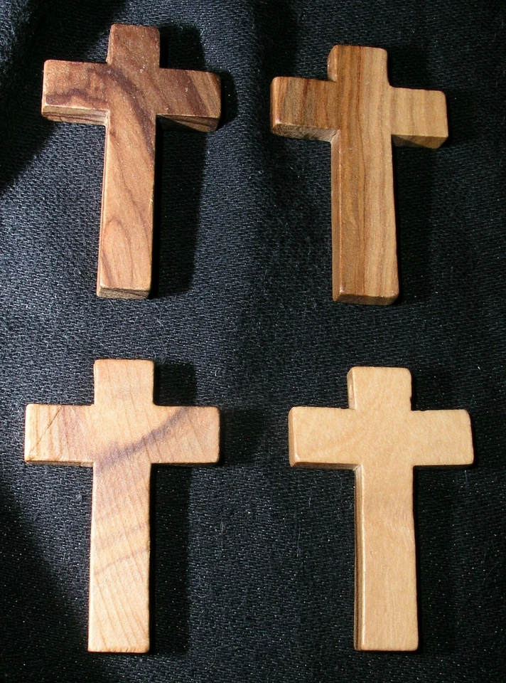 Olive Wood Cross Pendants Polished Drilled Holes Crafts Jewelry Making Set of 8 - Image 2 of 4