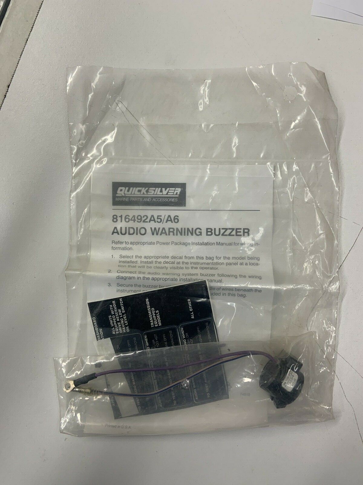 Mercury Marine Quicksilver Mercruiser Audio Warning Buzzer 816492a5 A6