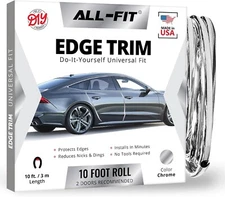 ALL-FIT Car Door Edge Protector Guard from Scratches & Dings U-Shaped (CHROME)