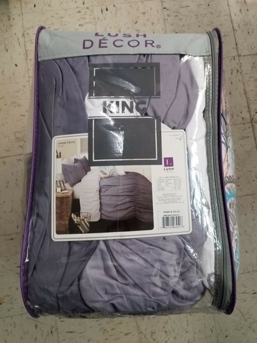 Lush Decor, Gray Umbre Fiesta 5 Piece Comforter Set, King - 第 7/10 張圖片