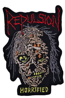 REPULSION HORRIFIED SHAPED LOGO EMBROIDERED PATCH