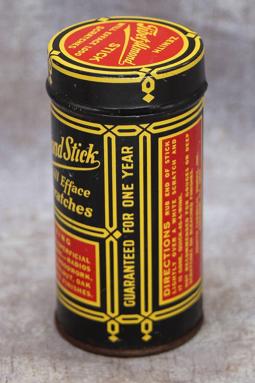 Vintage Zenith Tibet Almond Stick Scratch Remover Advertising Tin with