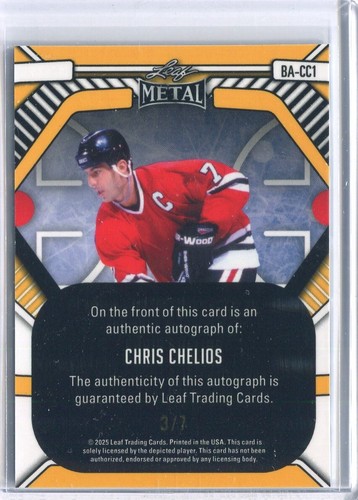 2025 Leaf Metal Legends Chris Chelios Purple Shimmer 3/7 - Picture 2 of 2