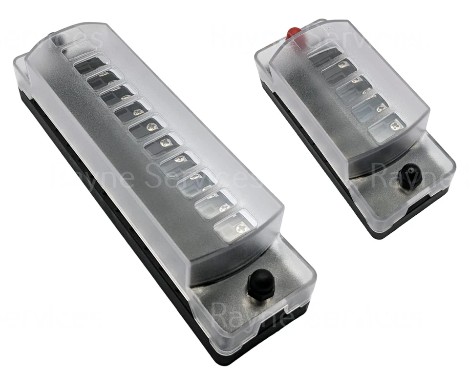 6-12 Way ATO/ATC Blade Fuse Block with Negative Bus Auto/Solar/Boat 12V-48V