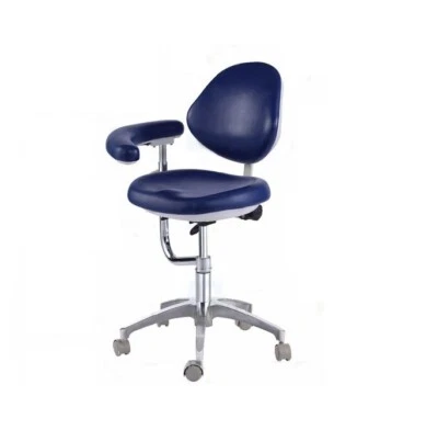 QIYUAN Dental Stool Assistant Chair with Armrest PU Leather Height Adjustable Navy Blue