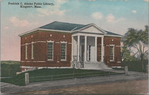 Postcard Frederick C Adams Public Library Kingston MA