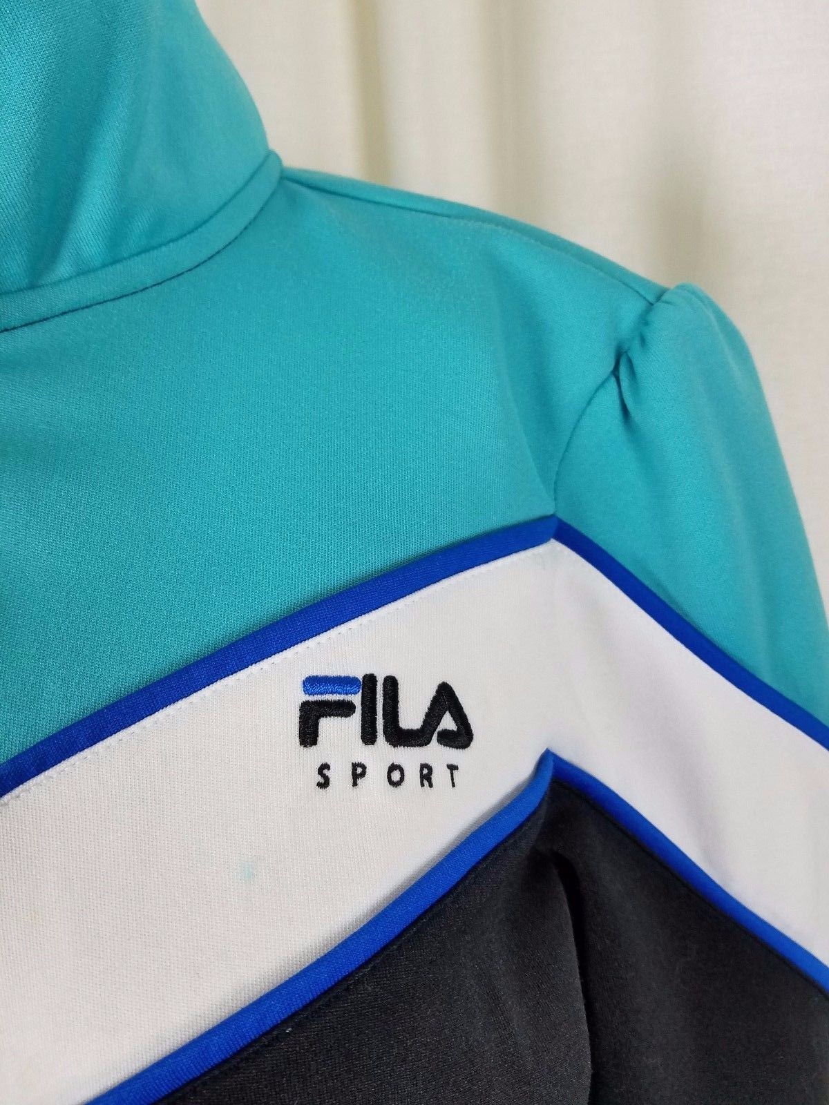 Fila Sports Chevron Striped Zip Through Sweatshirt Tennis Track Jacket Womens XL