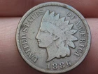 1886 Indian Head Cent Penny, Variety 2, Var 2, T2, Type 2, Fine Details