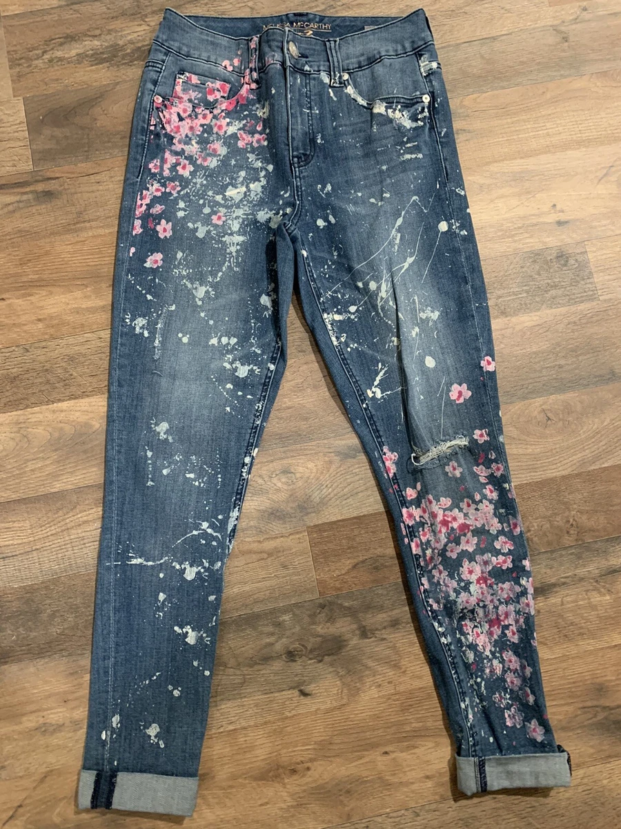 Udgravning dæk gør ikke SEVEN 7 Melissa McCarthy paint splatter Cherry Blossom Skinny Jeans Size 8  | eBay