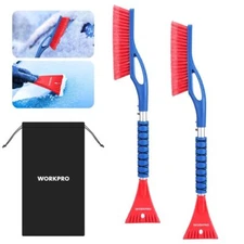 WORKPRO 27" Snow Brush Ice Scraper Foam Grip 2-in-1 Detachable Snow Removal Tool