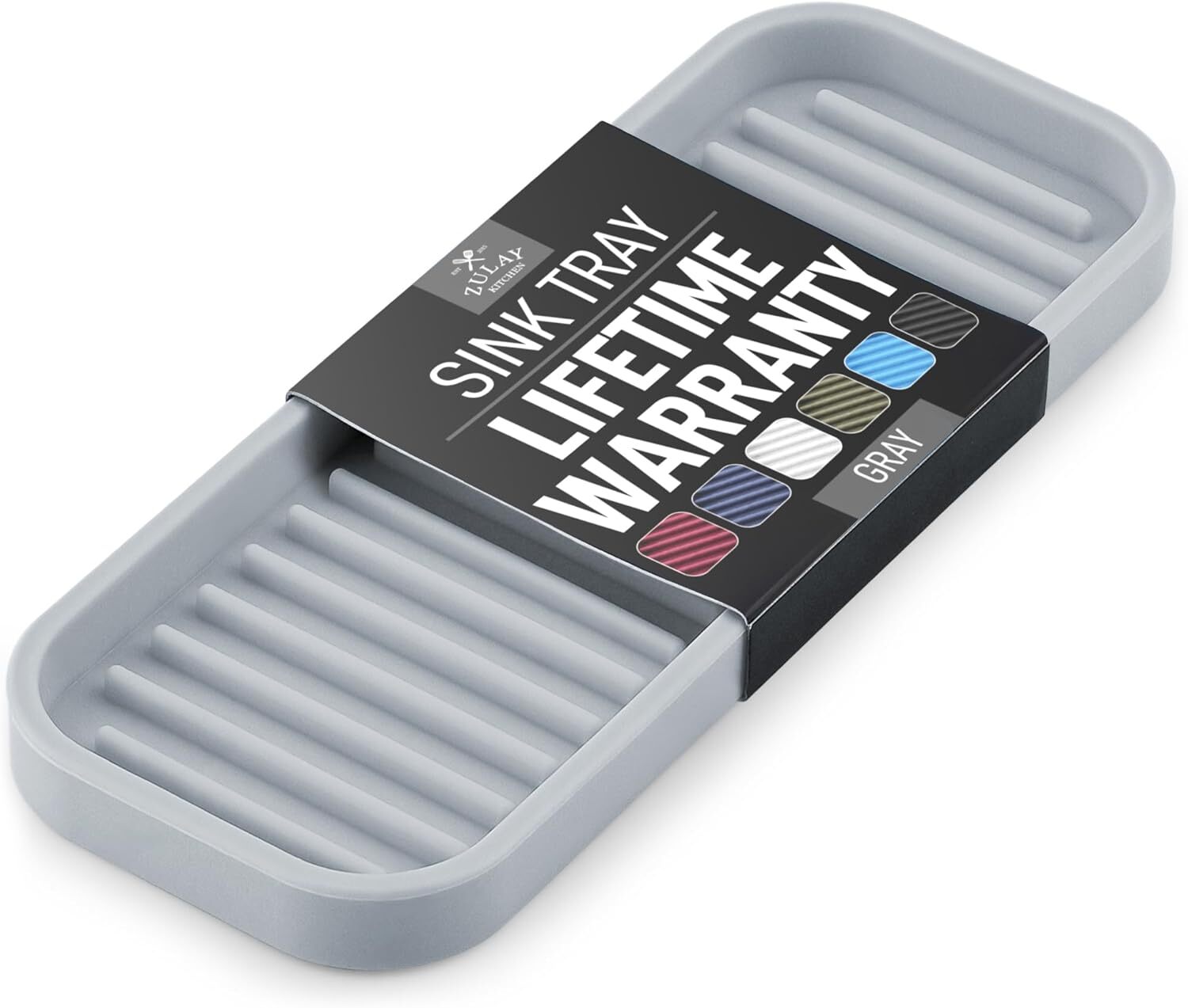 Zulay Flexible Gray Silicone Sponge Holder for Kitchen Sink 9x3.5-image