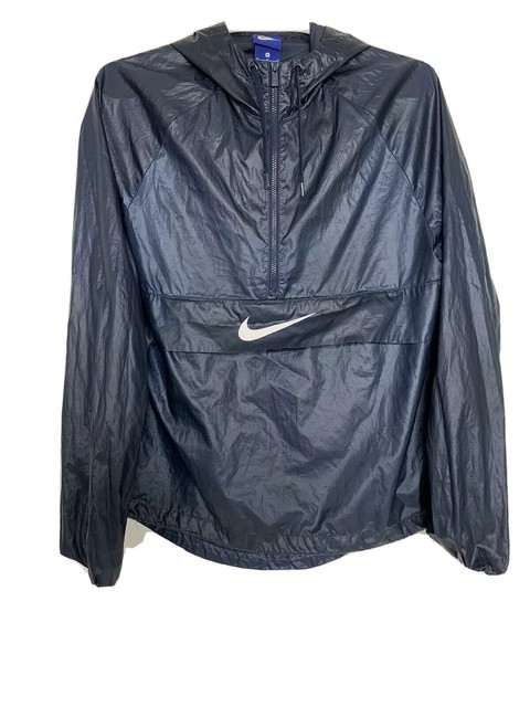 Nike Hoodie Windbreaker With Front Zip Pocket Half Zip Blue Womenâs Medium Logo | eBay