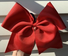 Red Ribbon Hair Bow Cheerleading Softball
