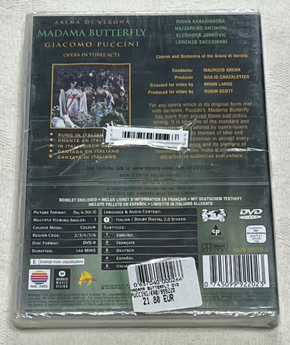 MADAMA BUTTERFLY : Puccini Arena Di Verona Opera - New & Sealed DVD (FREE UK P&P - Picture 2 of 2