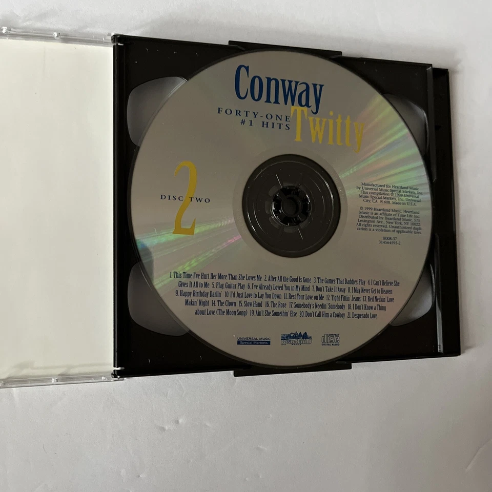 Conway Twitty: forty-one #1 hits, 1999, 2 disc set, Loretta Lynn, Heartland Rare - Image 4 of 4