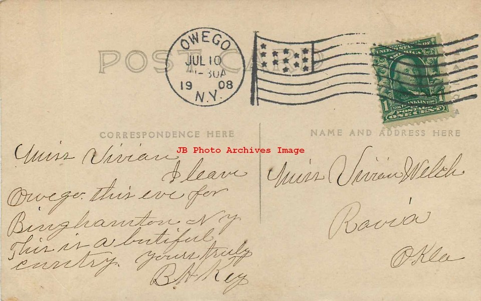 NY, Candor, New York, RPPC, Street Scene, Business Section, 1908 PM