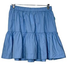 NEW Abercrombie Fitch Blue Cotton Elastic Tiered Smocked Mini Skirt Size Small