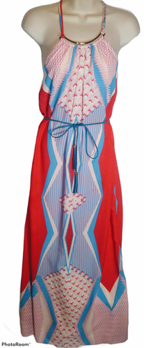 Belk Geometric Maxi Dress Blue And 