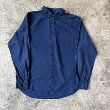 Old Navy Mens Blue Linen Blend Shirt Slim Fit Long Sleeve Button Down Size L