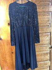 SHEIN Women’s Black Sequin Dress Holiday Party Hi-low New