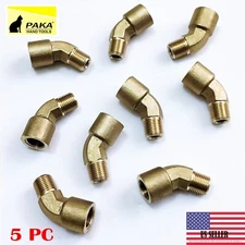 5 PC - 1/8 Inch NPT 45 Degree Street Pipe Elbow brass thread male female