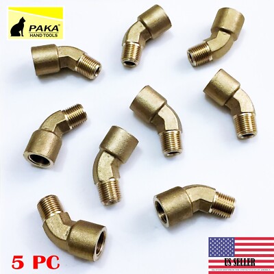 5 PC - 1/8 Inch NPT 45 Degree Street Pipe Elbow brass thread male female