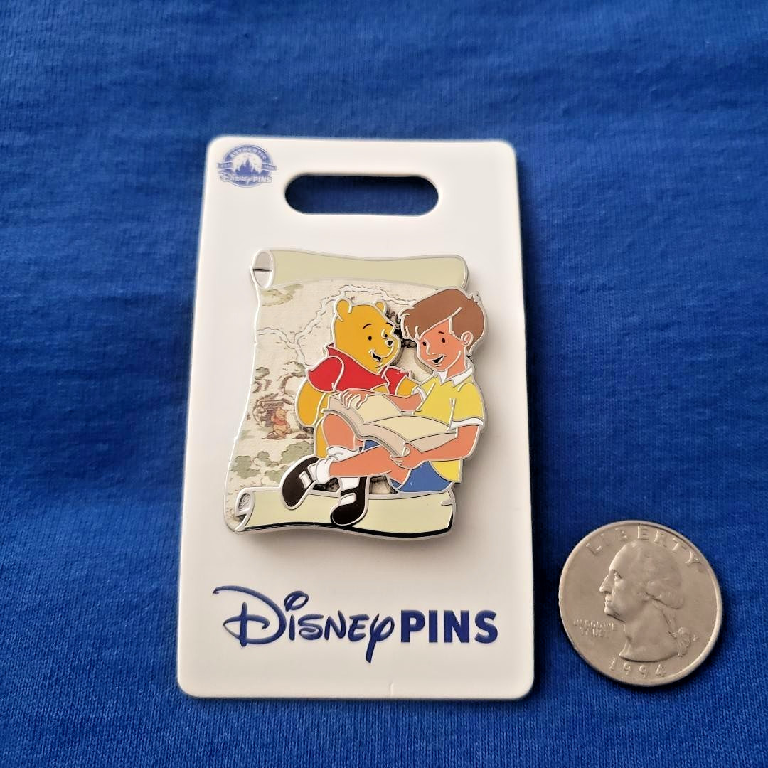 Disney Parks Winnie the Pooh & Christopher Robin Book Pin New With Card
