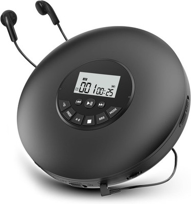 Portable CD Player Black Anti Skip CD-R CD-RW MP3 AUX Earphones