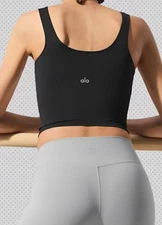 New Alo Yoga Women's Softsculpt Precision Tank Top Small S Black NWT