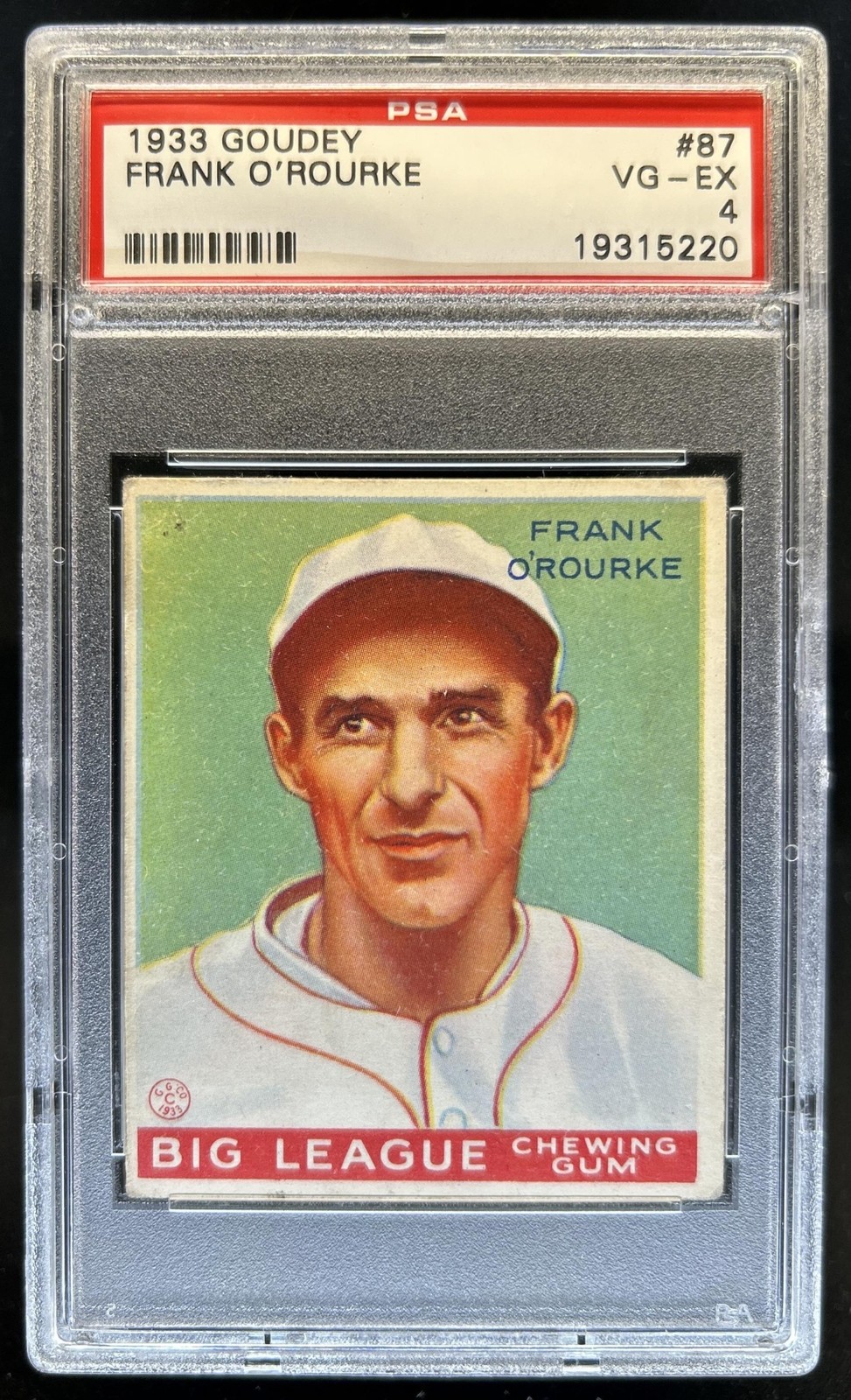 1933 Goudey R319 Frank O'Rourke Rookie RC #87 Brewers PSA 4
