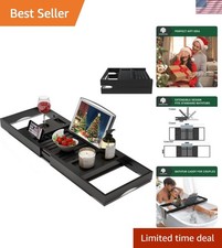 Foldable Bamboo Bathtub Caddy Tray Expandable for Luxury Bath, Bath Accessori...