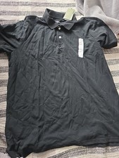 New Goodfellow Co Polo Shirt Mens Xl Short Sleeve Standard Fit Black Texture