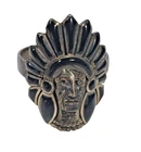 Vtg S. Silver Native American Black Onyx Chief Headdress Biker Ring Sz 10.5
